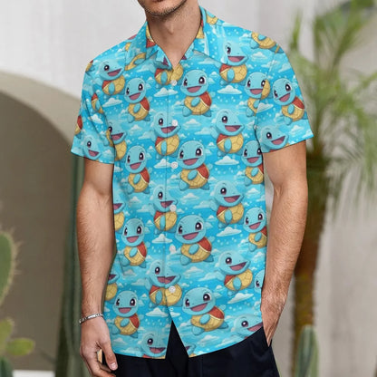 Summer Men's Shirt Cute Animal Print Short Sleeve Shirt Open button Lapel Men's Top Comfortable Casual Men's Shirts
