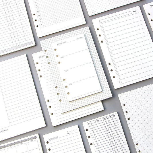 A5 A6 Loose Leaf Notebook Refill Spiral Binder Inner Page Diary Weekly Monthly Planner To Do List Line Dot Grid Inside Paper