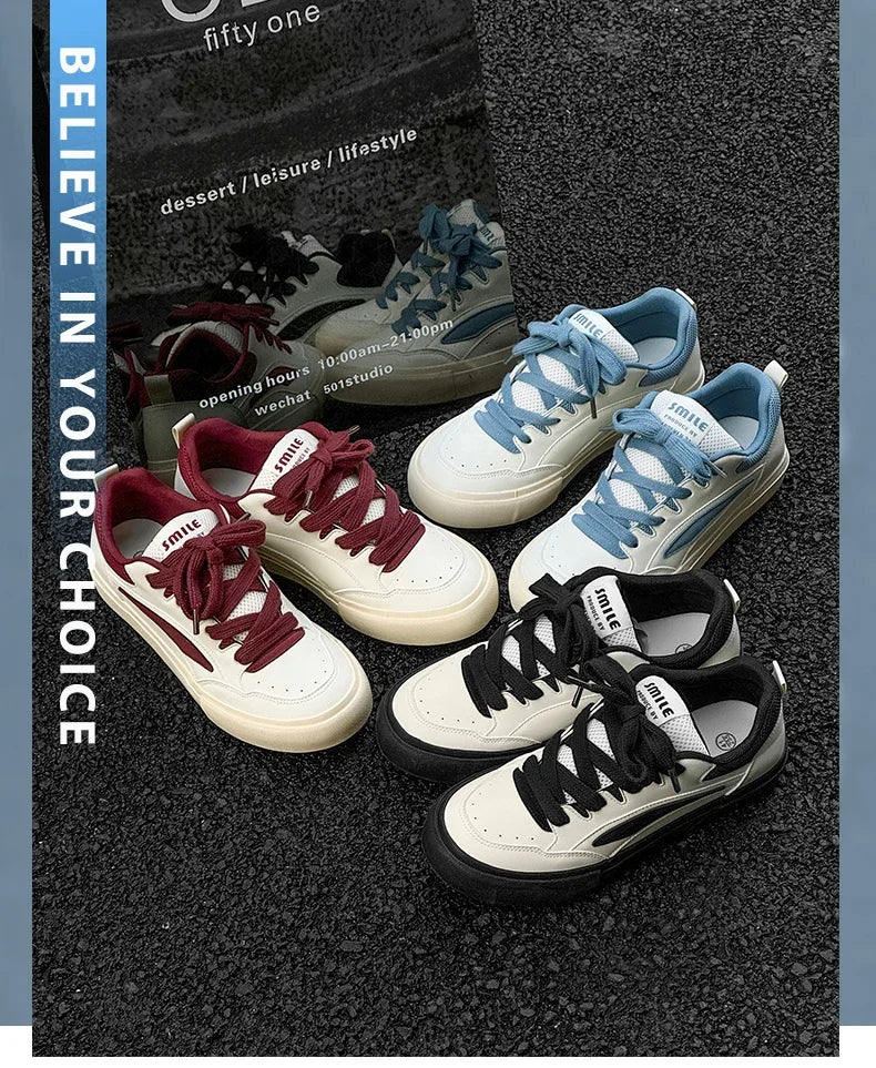 2025 Chunky Sneakers  Autumn Fashion Low Top Lace Up Running Shoes Comfortable Flat Casual Walking Shoes Tenis Masculino