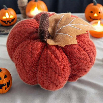 Autumn Harvest Crochet Pumpkins Handmade Pumpkin Ornament Set of 3 Mini Knit Pumpkins for Thanksgiving Table Decor Realistic