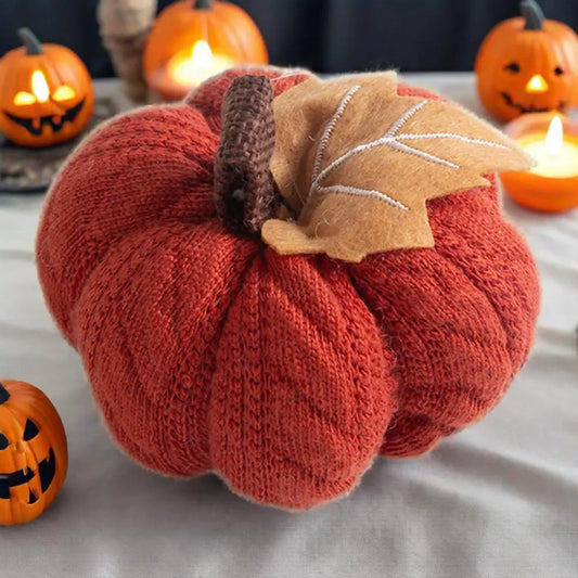 Autumn Harvest Crochet Pumpkins Handmade Pumpkin Ornament Set of 3 Mini Knit Pumpkins for Thanksgiving Table Decor Realistic
