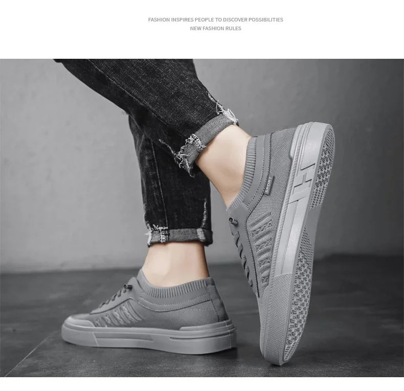 Summer Casual Sneakers for Men Breathable Loafers Lightweight Round Head Solid Colour Non-slip Flats Zapatillas Para Hombres