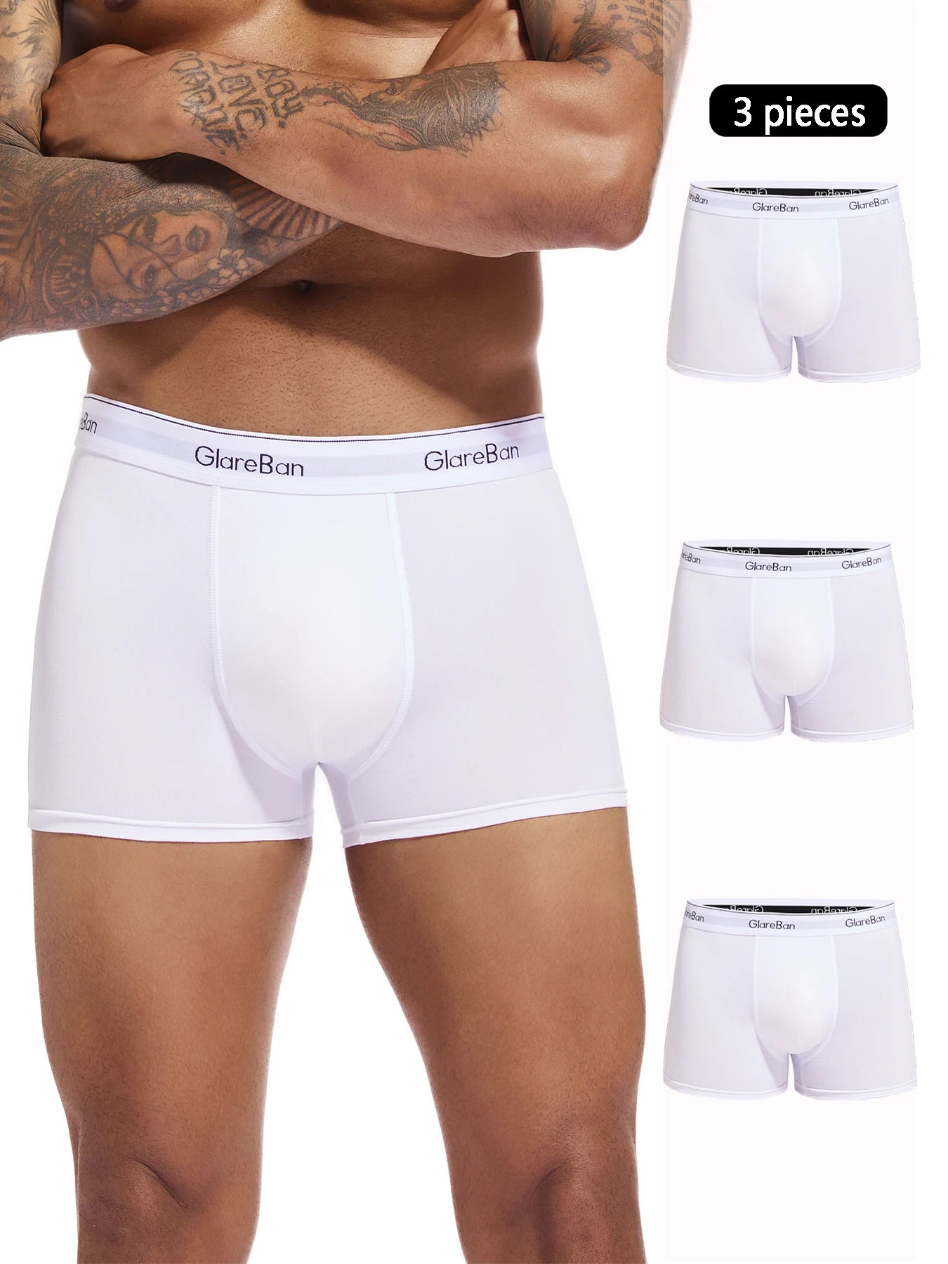 3pcs Pack White Boxer For Men Panties Underwear Male Brand And Underpants Homme Luxury Set Shorts Box Slip Kit