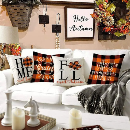 18x18 Inches Autumn Pumpkin Cushion Cover Pillow Cover Thanksgiving Decor Pillowcase Maple Leaves Printed Cushion Case for Couch