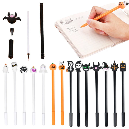 10PCS/Pack Halloween Elements Neutral Pen Pumpkin Ghost Zombie Decorative Random Assorted Mix Pen Party Favors Souvenir Gift ZYF