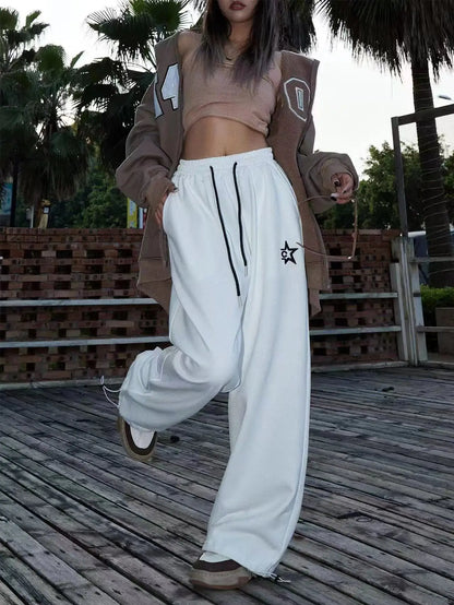 American Star Print Women Oversized Pants High Waist Loose Casual Sports Pants for Women Spring Summer Thin Woman Trouser Y2K