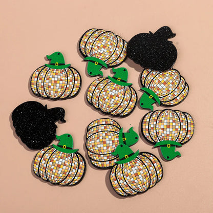 10pcs/lot Halloween Cute Charms Creative Ghost Pumpkin Acrylic Print Pendant for DIY Jewelry Making Necklace Earring Accessories