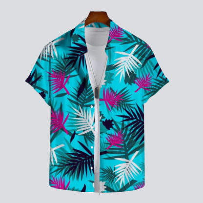 2025 Hawaiian men's summer designer shirts 3d print tropical plants print Hawaiian shirts casual summer short sleeve fashion