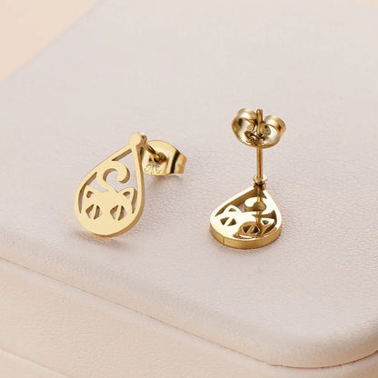 Stainless Steel Halloween Ghost Cat Stud Earrings For Women Girls Gold Color Waterproof Fashion Ear Party Jewelry Gift Wholesale