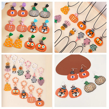 10pcs/lot Halloween Cute Charms Creative Ghost Pumpkin Acrylic Print Pendant for DIY Jewelry Making Necklace Earring Accessories