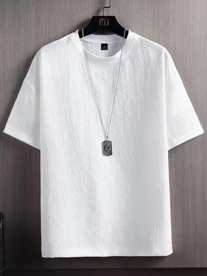 Summer Cotton Linen T-Shirts for Men Casual Short Sleeves T-Shirt Solid Loose Bottom Shirt Boys Tee Shirt Basic Tops Oversize 5X