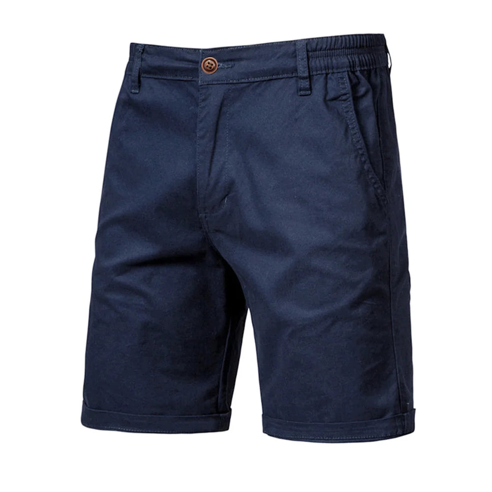 AIOPESON Summer 100% Cotton Solid Shorts Men High Quality Casual Business Social Elastic Waist Men Shorts 10 Colors Beach Shorts