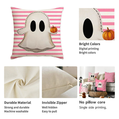 1/4pcs Halloween Pillow Cover, Halloween Night Cute Ghost Cushion Cover, Decorative Sofa, Living Room, Bedroom Cushion Cover