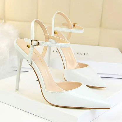 Summer Women Red Blue Sexy Nightclub Stripper Dance Sandals Lady Fetish 10.5cm High Heels Holiday Concise 2024 Versatile Sandles