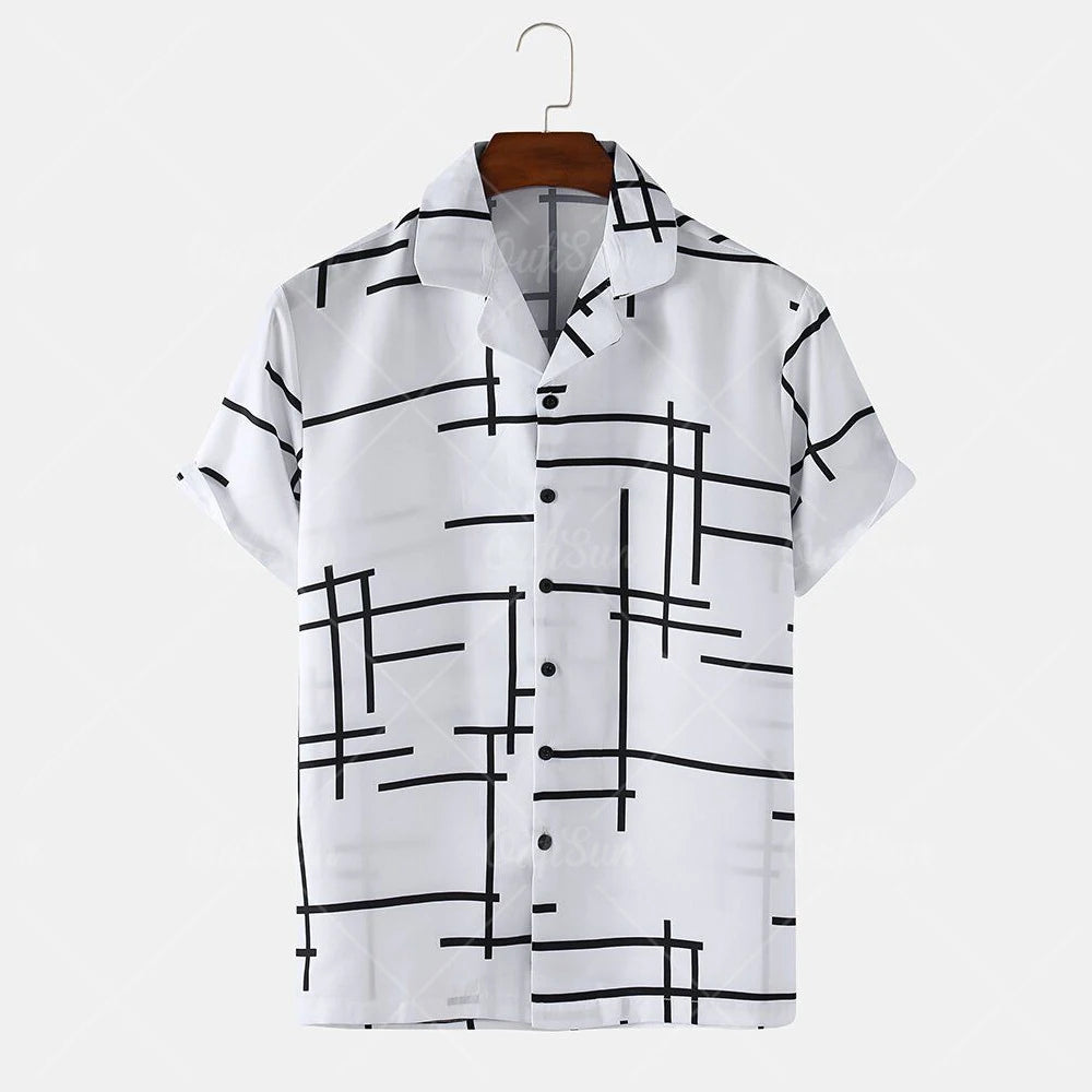 Summer 2024 Men's Short Sleeve Shirts Elegant Design Hawaiian Clothing Classic Fashion Tops