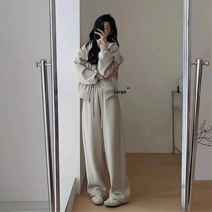 Autumn/Winter 2024 New Tea Matching Women's Clothing Set Plus Size Elegant Casual Salt System Sweatshirt Two-Piece Suit