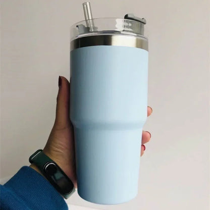 2025-304 stainless steel  ice bar water cup handle vacuum vacuum cup New large capacity coffee car car cup20OZ
