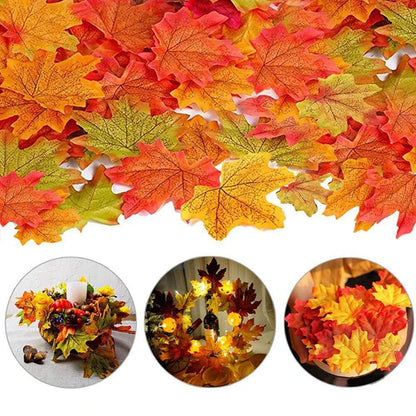 50/100PCS Silk Maple Leaf Artificial Fall Leaves Plants DIY Halloween Christmas Garland Thanksgiving Festival Wedding Decoration