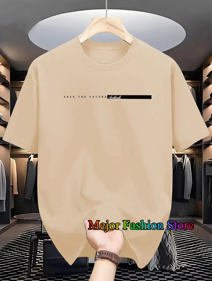 Summer New Women's Cotton T-shirts Letter Printed Short Sleeved Round Neck Tshirt High Street Casual Tees Oversized Unisex Tops