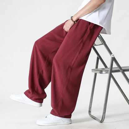 Summer Wide Leg Pants Men's Cotton Linen Harun Loose Pants Men Casual Elastic Waist Circumference Lantern Trousers Plus Size 5XL