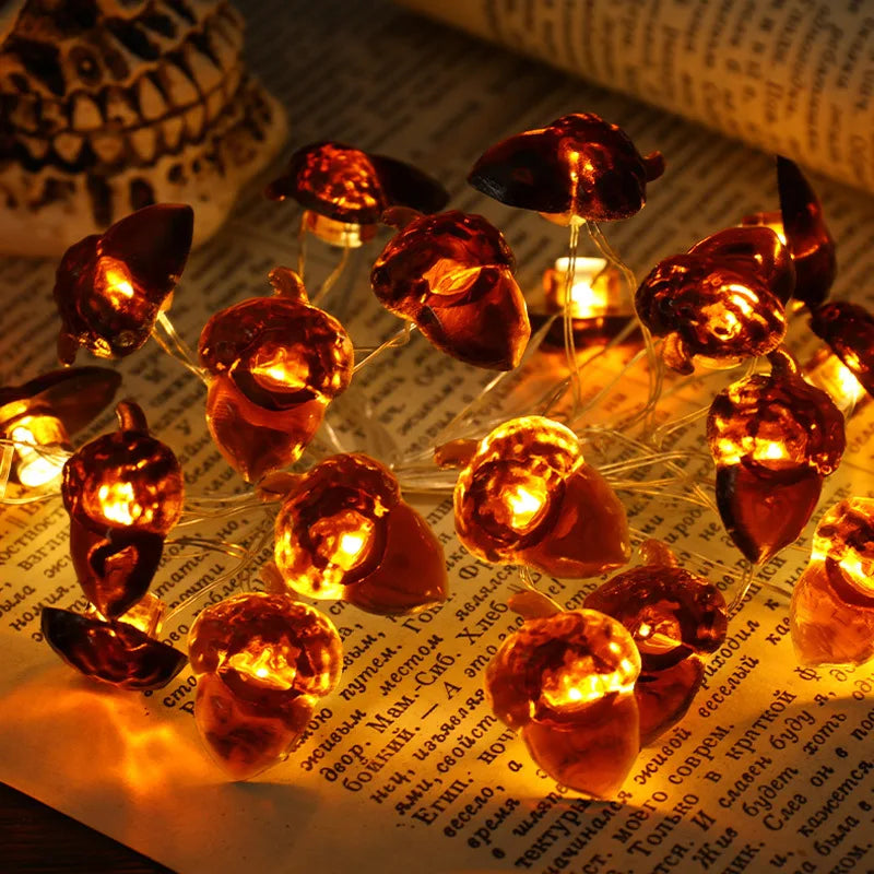 30 LEDs Acorn String Lights Thanksgiving Decorations 9.8ft Fall Lights Forest Decor Fairy Decorative Lights Battery Powered for