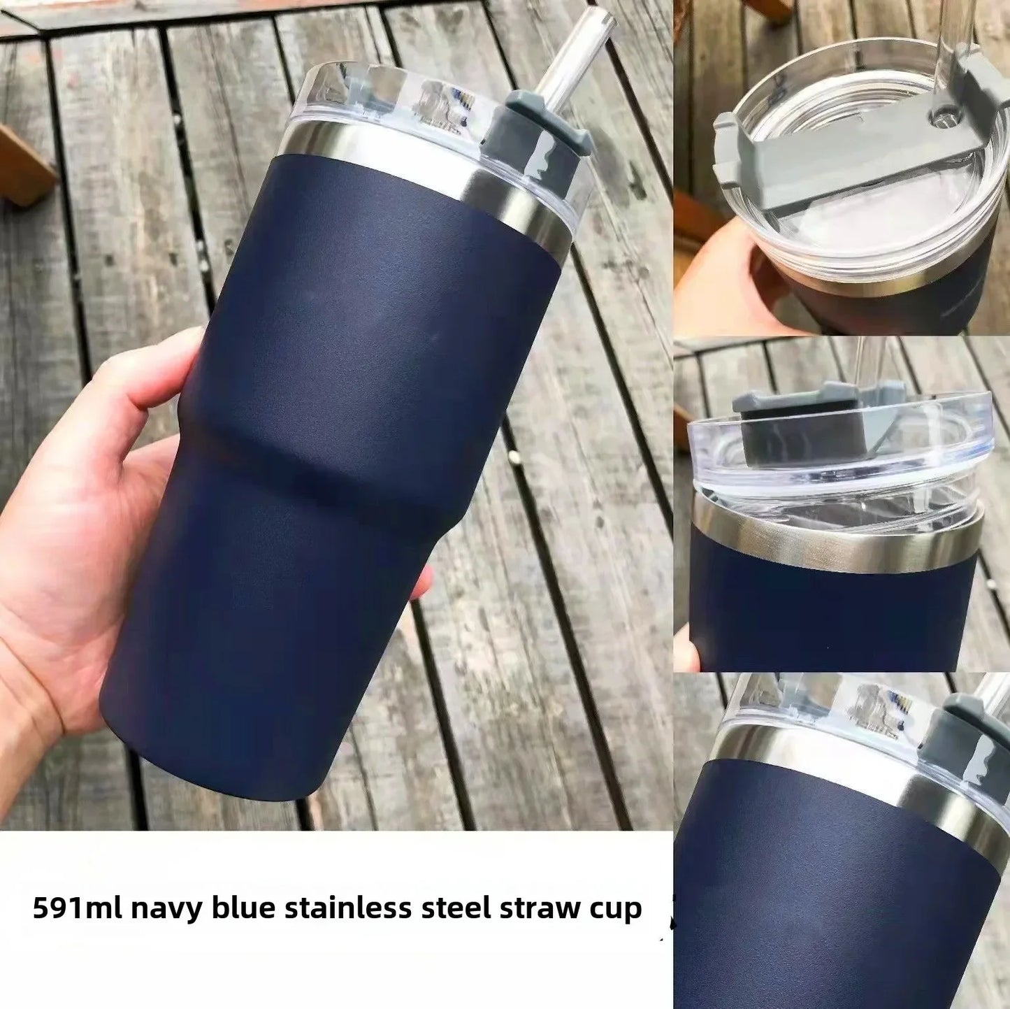 2025-304 stainless steel  ice bar water cup handle vacuum vacuum cup New large capacity coffee car car cup20OZ
