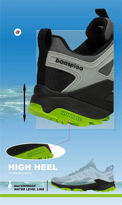 Baasploa Men Hiking Shoes Waterproof Outdoor Sneakers for Men Casual Sneakers Anti-Skid Wear-Resistant Male Shoes New Fashion