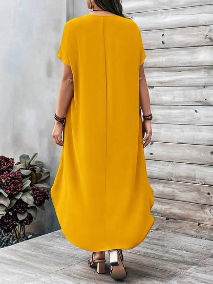 2024 Spring and Summer Cross border European and American New Large Women's Fashion Casual V-neck Dress for Women Plus Size