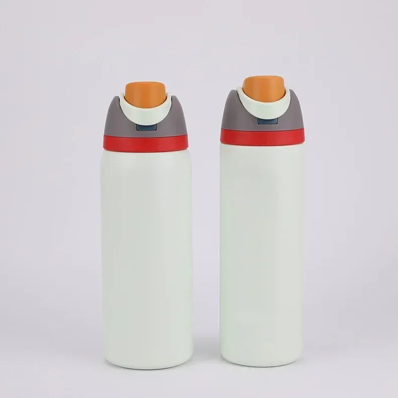 24/32oz New 304 Thermos Cup Double-Layer Stainless Steel Space Kettle Water Bottle with Straw Car Outdoor Sports Camping Sports