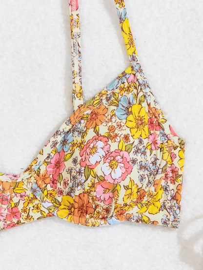2025 Women's Bikini Sets New Floral Print Bikini Sets Underwire Tie Side Swimsuit Two Piece Bathing Suits Swimwear