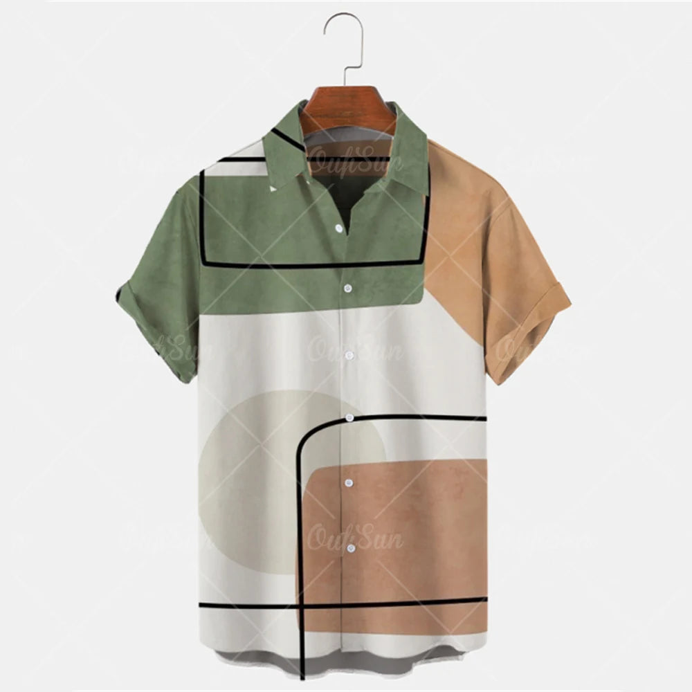 Summer 2024 Men's Short Sleeve Shirts Elegant Design Hawaiian Clothing Classic Fashion Tops