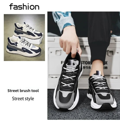 Summer Men's Shoes New Breathable Leather Face Casual Sports Shoes Korean Trendy Versatile Thick Bottom Shoes Casual Old Dad Sho