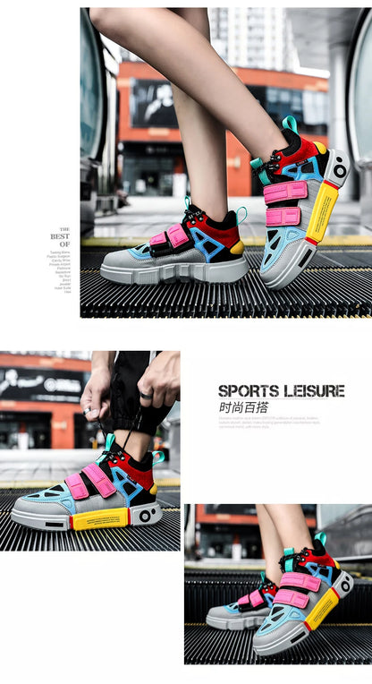 Wudao student couple sports board shoes Women's new non-slip thick soled sports shoes men ventilated Velcro casual shoes