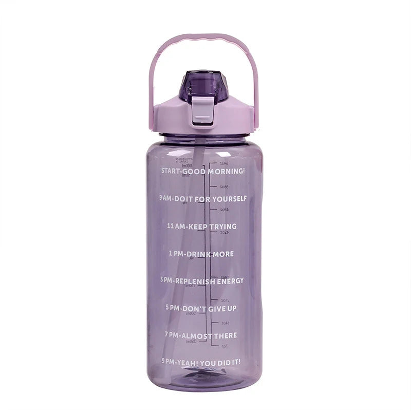 2 Liter Sports Water Bottle With Straw Men Women Fitness Water Bottles Outdoor Cold Water Bottlesc With Time Marker Drinkware1