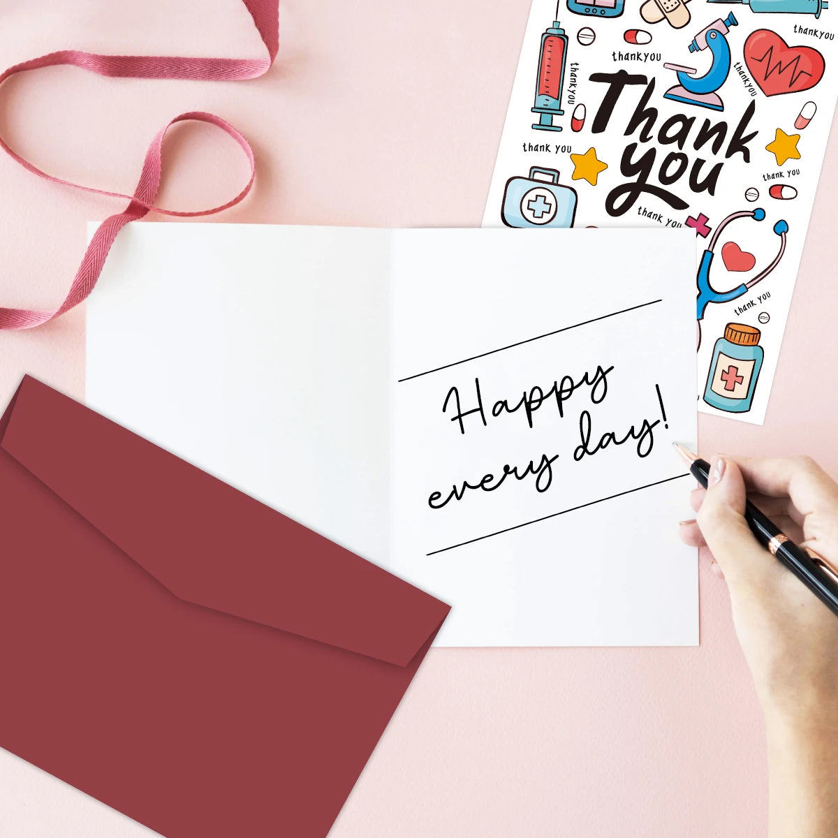 1pc Cute Nurses Day Theme Pattern Design Thank You Cards For Doctor Nurses, Appreciation Greeting Card Gifts For Medical Staff