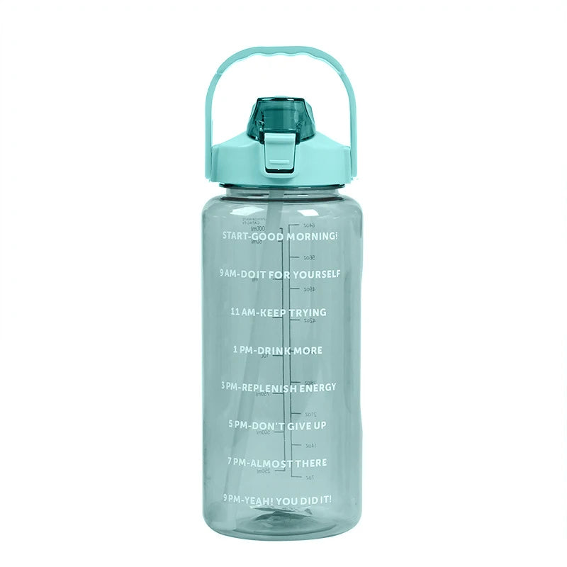 2 Liter Sports Water Bottle With Straw Men Women Fitness Water Bottles Outdoor Cold Water Bottlesc With Time Marker Drinkware1