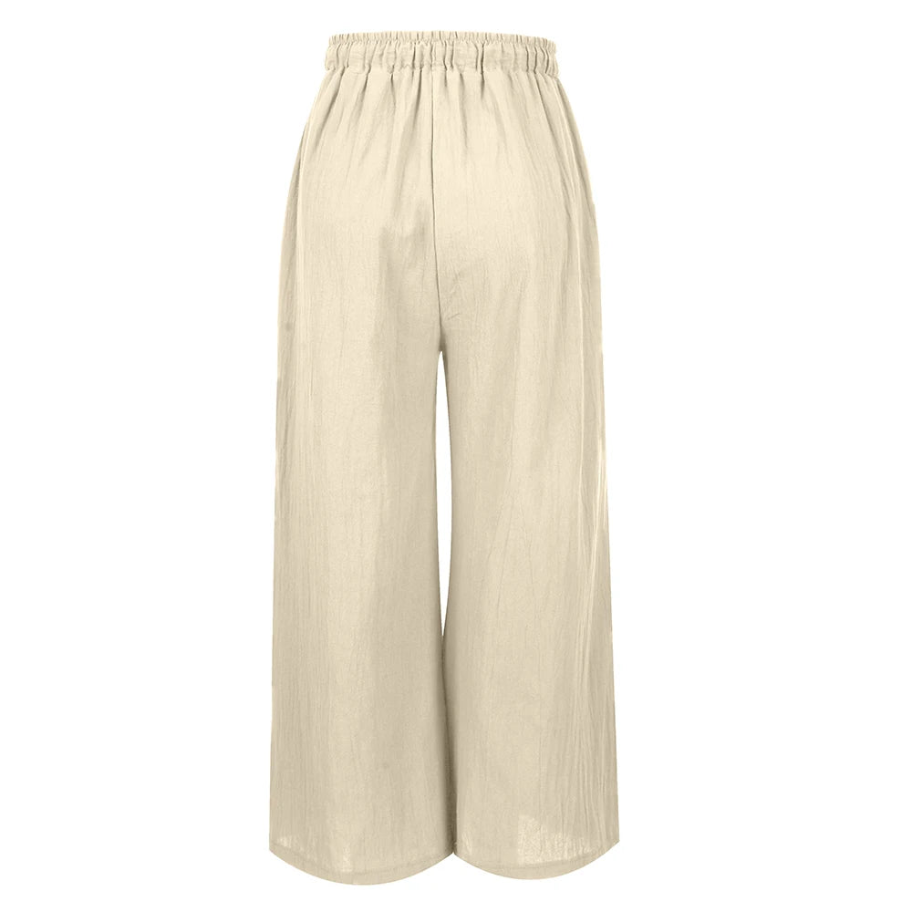 3XL 5XL Plus Size High Waist Long Pants for Women Clothing 2024 Summer Solid Casual Wide Leg Trousers Fashion Korean Female Clot