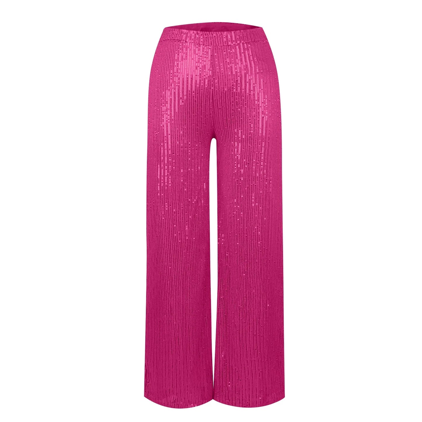 Women's Fashion Solid Color High Waist Sequin Side Zipper Draped Wide Leg Pants Pants for Women Women’s Pants Women’s Pants 2024