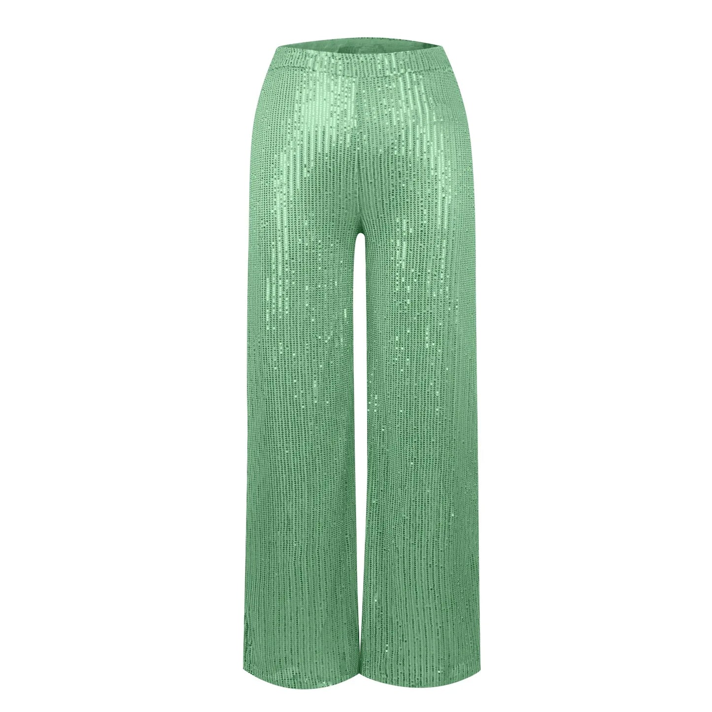 Women's Fashion Solid Color High Waist Sequin Side Zipper Draped Wide Leg Pants Pants for Women Women’s Pants Women’s Pants 2024