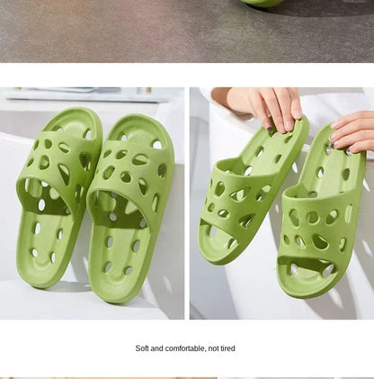 Bathroom Slippers Women Leaking Sandals Cheese Slides Summer Eva Shoes For Men Soft Anti-Slip Flip Flops Couples Indoor Slipper