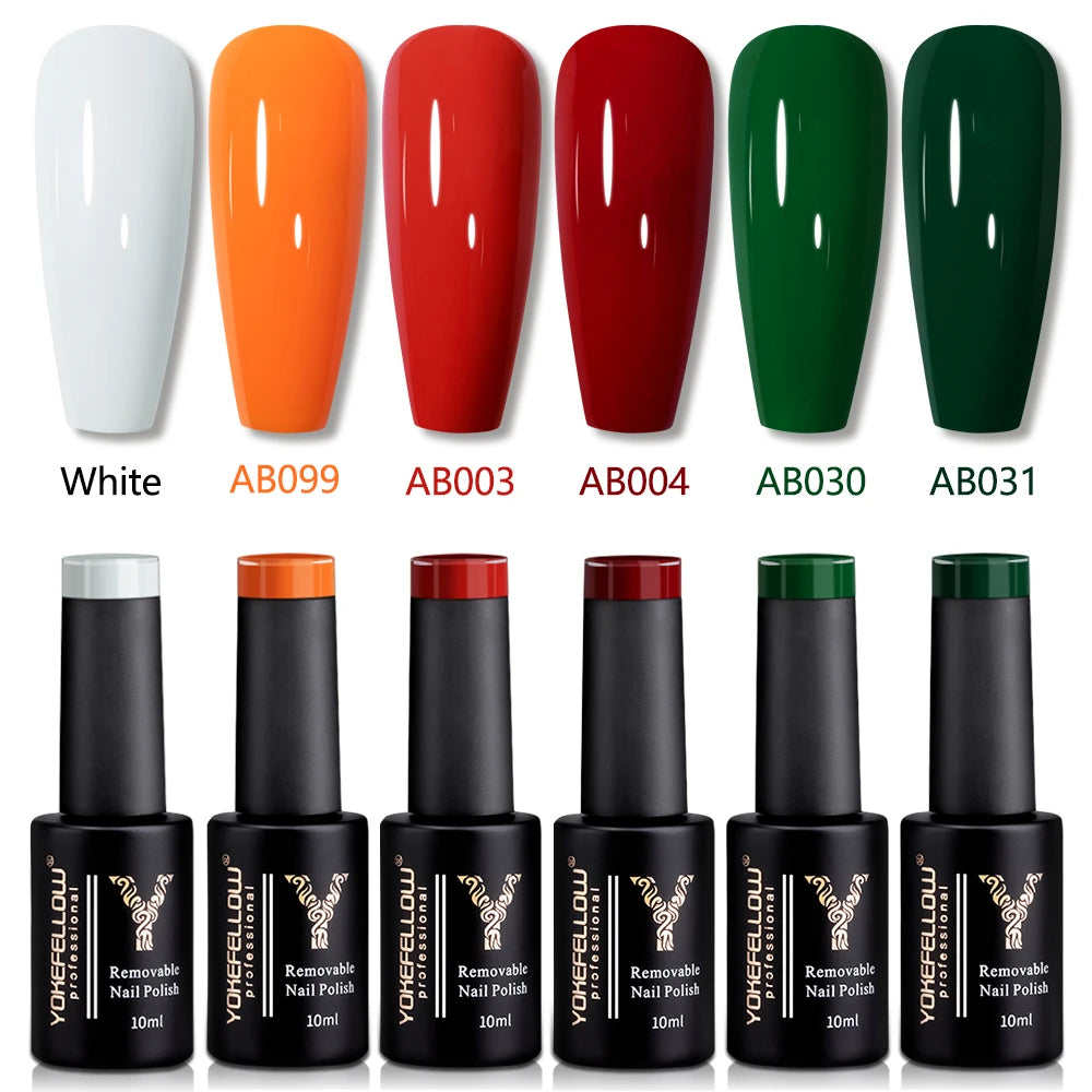 YOKEFELLOW 6Pcs/Set Fall Winter Gel Nail Polish Semi Permanent UV Led Gel Varnish Brown Orange Pumpkin Halloween Christmas Gift