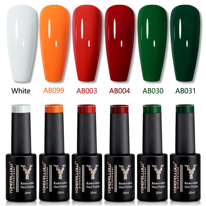 YOKEFELLOW 6Pcs/Set Fall Winter Gel Nail Polish Semi Permanent UV Led Gel Varnish Brown Orange Pumpkin Halloween Christmas Gift