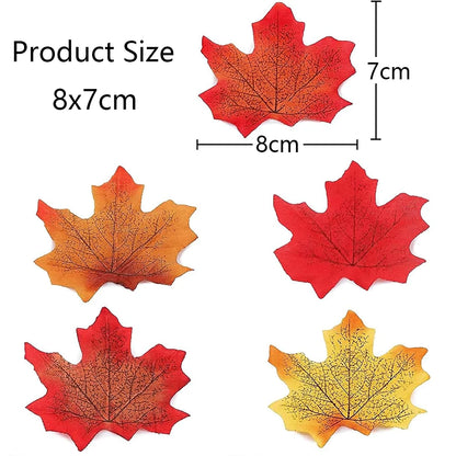 100/200/300pcs Artificial Maple Leaves Home Autumn Fall Decor Maple Leaf Halloween Thanksgiving Wedding Party Props Decoration