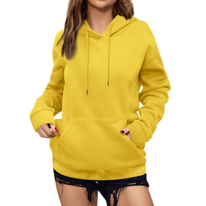 y2k Solid Minimalist Women's Hoodie, Long Sleeve With Pocket Casual Daily Wear 2024 Women Hoodies Autumn Sudadera de mujer