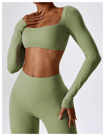 Women Sport Seamless Tops Long Sleeve Breathable Workout Slim T Shirts Athletic Running Gym Push-up Running Fitness Yoga Tops
