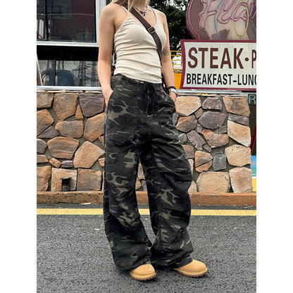 Camouflage Baggy Cargo Pants Women High Rise Trousers Straight Wide Leg Oversize Pants 2024 Summer Aesthetics Vintage Y2K jeans