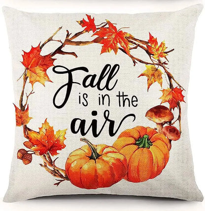 18x18 Inches Autumn Pumpkin Cushion Cover Pillow Cover Thanksgiving Decor Pillowcase Maple Leaves Printed Cushion Case for Couch