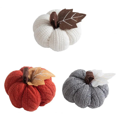 Autumn Harvest Crochet Pumpkins Handmade Pumpkin Ornament Set of 3 Mini Knit Pumpkins for Thanksgiving Table Decor Realistic
