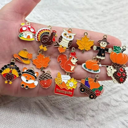 10pcs/16pcs Enamel Thanksgiving Cake Pumpkin Sunflower Charms for Earrings Bracelets Pendants Making DIY Jewelry Accessories